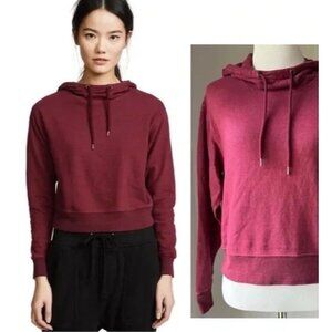 James Perse Shrunken Cotton Hoodie Sweatshirt Red Burgundy Size 0 A001257